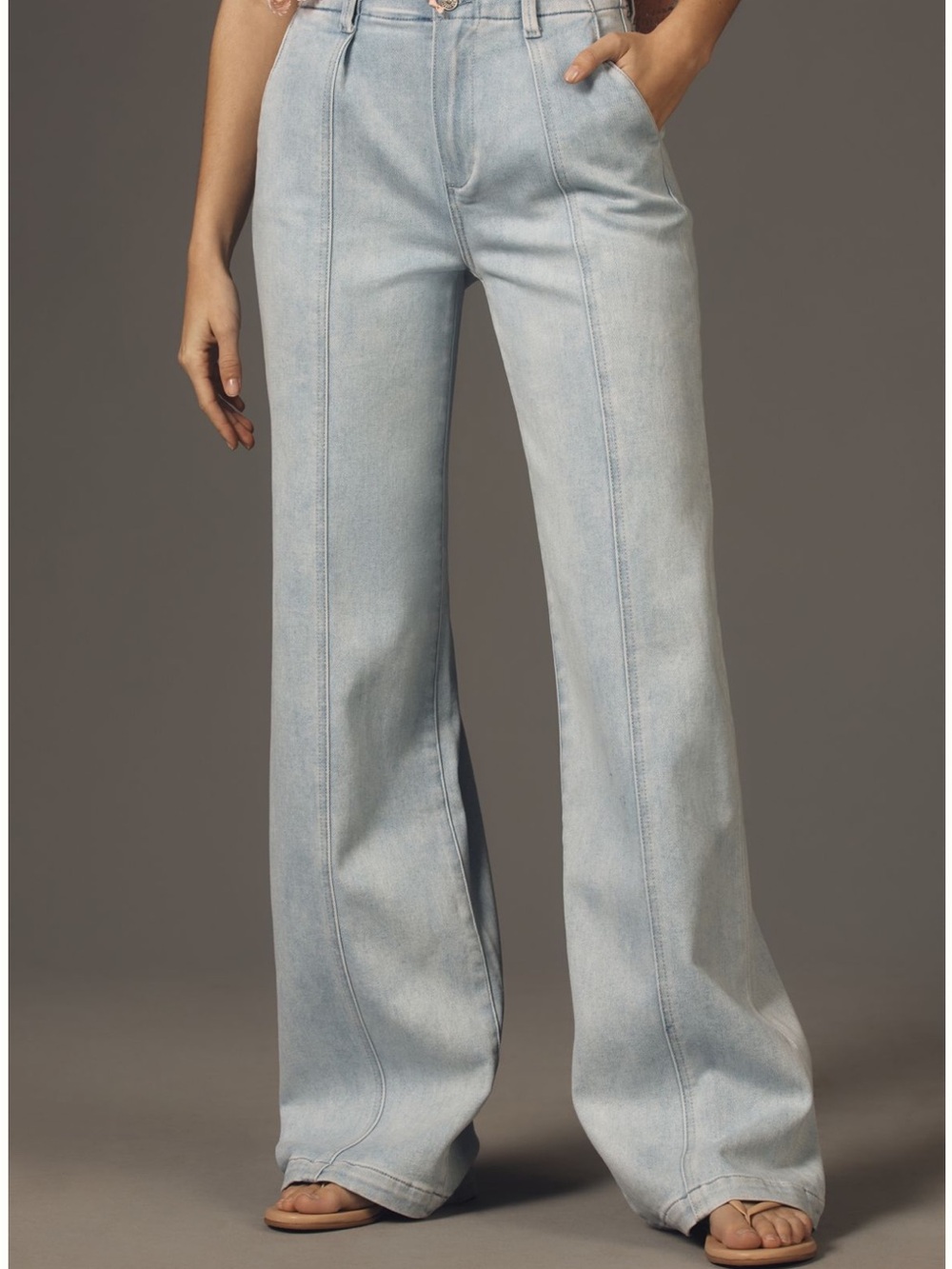 PAIGE Light Blue Wide-Leg Jeans - Picture 2 of 13
